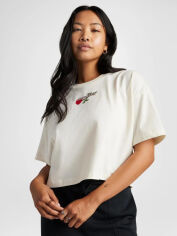 Акція на Футболка бавовняна коротка жіноча Converse Tlmn Vday Crop Os Tee 10028306-286 M Egret з принтом від Rozetka