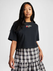 Акція на Футболка бавовняна коротка жіноча Converse Tlmn Vday Crop Os Tee 10028306-001 M Black з принтом від Rozetka
