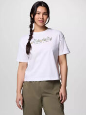Акція на Футболка бавовняна жіноча Columbia Rolling Bend Graphic Relaxed Crop SS 2119991CLB-100 XS Біла від Rozetka