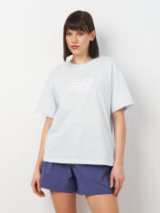 Акція на Футболка бавовняна жіноча New Balance Sport Jersey Relaxed Logo WT43583IB M Блакитна від Rozetka