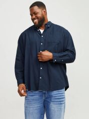 Акція на Сорочка бавовняна чоловіча Jack & Jones 12190444 4XL Темно-синя від Rozetka