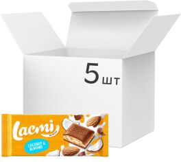 Акція на Упаковка шоколаду Roshen Lacmi Coconut&Almond Молочний з мигдалем та кокосовим кремом 84 г x 5 шт від Rozetka