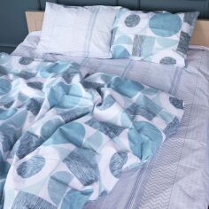 Акція на Комплект постільної білизни MirSon King Size 220x240 см 17-0736 Azure Geometry бязь від Rozetka