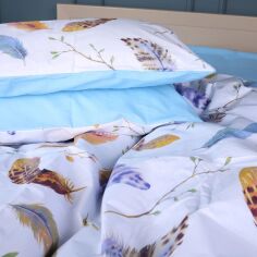 Акція на Наволочка MirSon Бязь 17-0743 Blue Feathers 60х60 см від Rozetka
