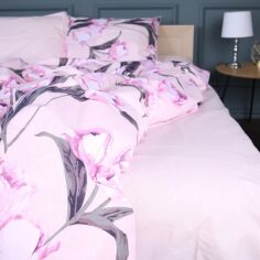 Акція на Простирадло MirSon Бязь 17-0744 Pink Tulips 180x220 см від Rozetka