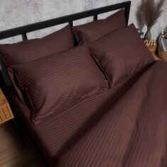 Акція на Набір Moon&Star Satin Stripe Warm Espresso Простирадло 180х220 см + 2 наволочки 70х70 см (MS-880000653) від Rozetka