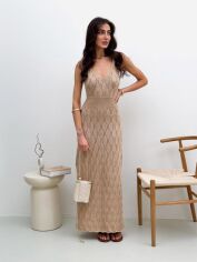 Акція на Плаття довге літнє жіноче ARTKNIT Ажур S-M Бежеве від Rozetka