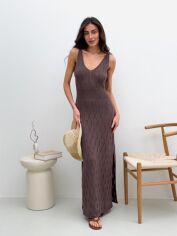 Акція на Плаття довге літнє жіноче ARTKNIT Ажур L-XL Кавове від Rozetka