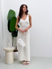 Акція на Плаття довге літнє жіноче ARTKNIT Ажур S-M Молочне від Rozetka