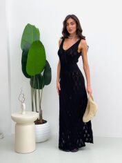 Акція на Плаття довге літнє жіноче ARTKNIT Ажур L-XL Чорне від Rozetka