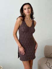 Акція на Плаття коротке жіноче літнє ARTKNIT Ажур M-L Кавове від Rozetka