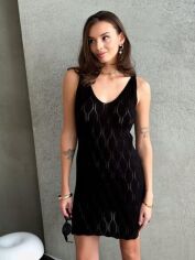 Акція на Плаття коротке жіноче літнє ARTKNIT Ажур S-M Чорне від Rozetka