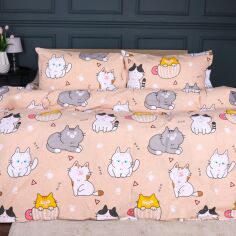Акція на Комплект постільної білизни MirSon Сімейний 2x143x210 см 17-0665 Cream Kittens Ranforce Elite від Rozetka