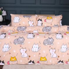 Акція на Комплект постільної білизни MirSon King Size 220x240 см 17-0665 Cream Kittens Ranforce Elite від Rozetka