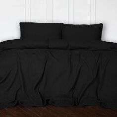 Акція на Комплект постільної білизни MirSon King Size 220х240 см №10-06 Arrowline Black Піке від Rozetka