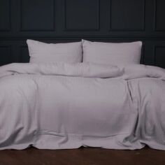 Акція на Комплект постільної білизни MirSon King Size 220х240 см №10-04 Arrowline Gray Піке від Rozetka