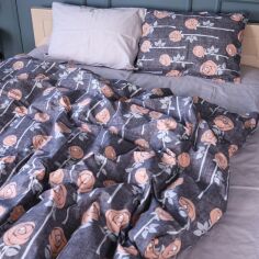 Акція на Комплект постільної білизни MirSon King Size 220х240 см 17-0706 Silver Petals Бязь від Rozetka