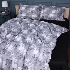 Акція на Комплект постільної білизни MirSon King Size 220х240 см 00-8 Black Flowers Поплін від Rozetka