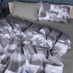 Акція на Комплект постільної білизни MirSon Євро 200х220 см 22-1402 Silvery Cats Сатин від Rozetka