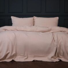 Акція на Комплект постільної білизни MirSon King Size 220х240 см №10-03 Arrowline Cream Піке від Rozetka