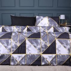 Акція на Комплект постільної білизни MirSon Полуторний 143х210 см 17-0734 Black Marble Mosaic Ranforce Elite від Rozetka