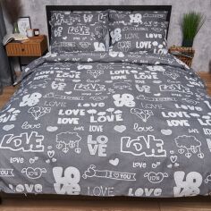 Акція на Підковдра Moon&Star Мікросатин Premium Love Script Полуторна Євро 160 x 220 см (MS-870000871) від Rozetka