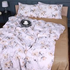 Акція на Підковдра MirSon Поплін 00-2 Beige Flowers 220х240 см від Rozetka