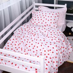 Акція на Підковдра MirSon Line Kids 01 Little Hearts Полуторна Євро 160х220 см Поплін від Rozetka
