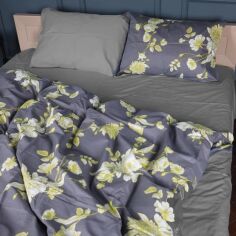 Акція на Підковдра MirSon полуторна 143x210 см 22-1387 Gray Flowers сатин від Rozetka