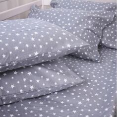 Акція на Простирадло на гумці MirSon Фланель 012 Grey Stars 60x120 см від Rozetka