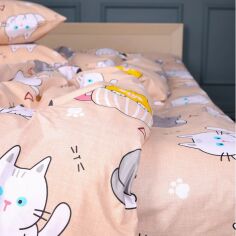 Акція на Простирадло MirSon Ranforce Elite 17-0665 Cream Kittens 200x220 см від Rozetka