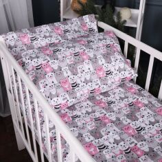 Акція на Простирадло MirSon Бязь Kids Time 17-0670 GrayPink Kitties 150х200 см від Rozetka