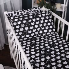 Акція на Простирадло MirSon Бязь Kids Time 17-0673 Monochrome Meows 150х200 см від Rozetka