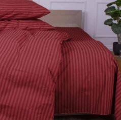 Акція на Простирадло на резинці MirSon євро 200x200+25 см Stripe 17-0608 Red Бязь від Rozetka