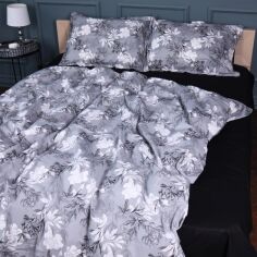 Акція на Простирадло на резинці MirSon 200x220+25 см 00-8 Black Flowers поплін від Rozetka