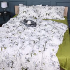Акція на Простирадло на резинці MirSon 90x200+25 см 00-1 Olive Flowers поплін від Rozetka
