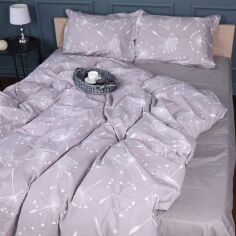 Акція на Простирадло на резинці MirSon 200x220+25 см 00-3 Grey Dandelions поплін від Rozetka