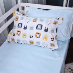 Акція на Простирадло MirSon Poplin Line Kids 09 Sleeping Animals King Size 220x240 см Блакитне від Rozetka