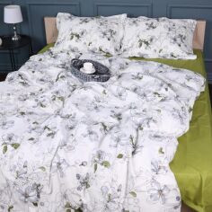 Акція на Простирадло MirSon King Size 220x240 см 00-1 Olive Flowers поплін від Rozetka