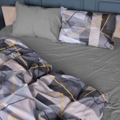 Акція на Простирадло MirSon Сатин 22-1403 Geometric Elegance 150х220 см від Rozetka