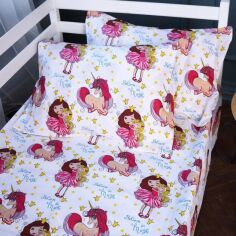 Акція на Простирадло MirSon Kids Time 17-0704 Принцеса та Єдиноріг Полуторне 150х200 см Бязь від Rozetka