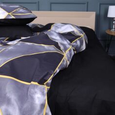 Акція на Простирадло MirSon Ranforce Elite 17-0734 Black Marble Mosaic 180x220 см від Rozetka
