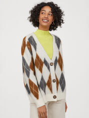 Акція на Кардиган жіночий H&M Pringle Of Scotland 8044060wer L Сірий з білим від Rozetka