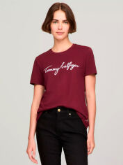 Акція на Футболка бавовняна жіноча Tommy Hilfiger 277823886 S Бордова від Rozetka