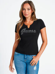 Акція на Футболка бавовняна жіноча Guess 670921663 XL Чорна від Rozetka