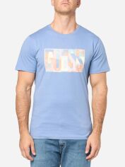 Акція на Футболка бавовняна довга чоловіча Guess 630423193 2XL Блакитна з принтом від Rozetka
