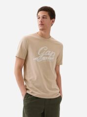 Акція на Футболка бавовняна довга чоловіча Gap 120226107 2XL Бежева від Rozetka