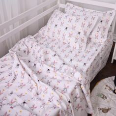 Акція на Комплект постільної білизни MirSon Полуторний Євро 160х220 см Kids Time 17-0529 Bunnies white Бязь від Rozetka