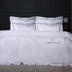 Акція на Комплект постільної білизни MirSon King Size 220х240 см №01 White Imperial Tencel від Rozetka