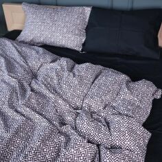 Акція на Підковдра MirSon Сатин 22-1386 Geometric Black 160х220 см від Rozetka